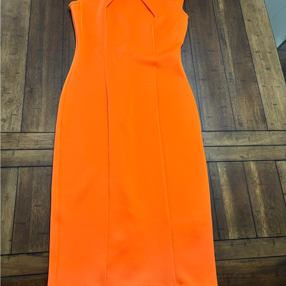 New York & Company Orange Strapless Sheath Dress
